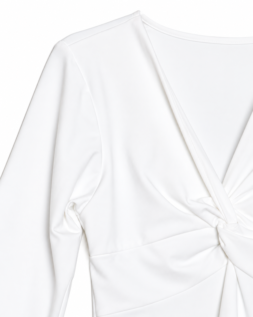 Ariza 50154, blusa Cali cruzada manga 3/4, Blanco, detalle
