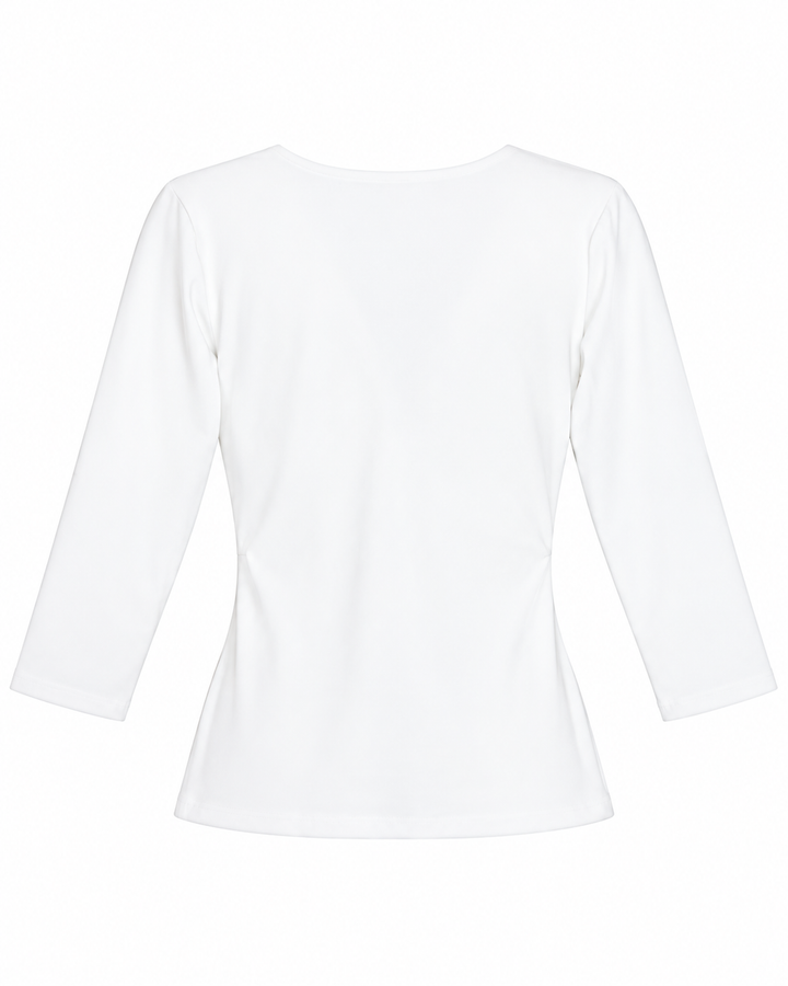 Ariza 50154, blusa Cali cruzada manga 3/4, Blanco, espalda