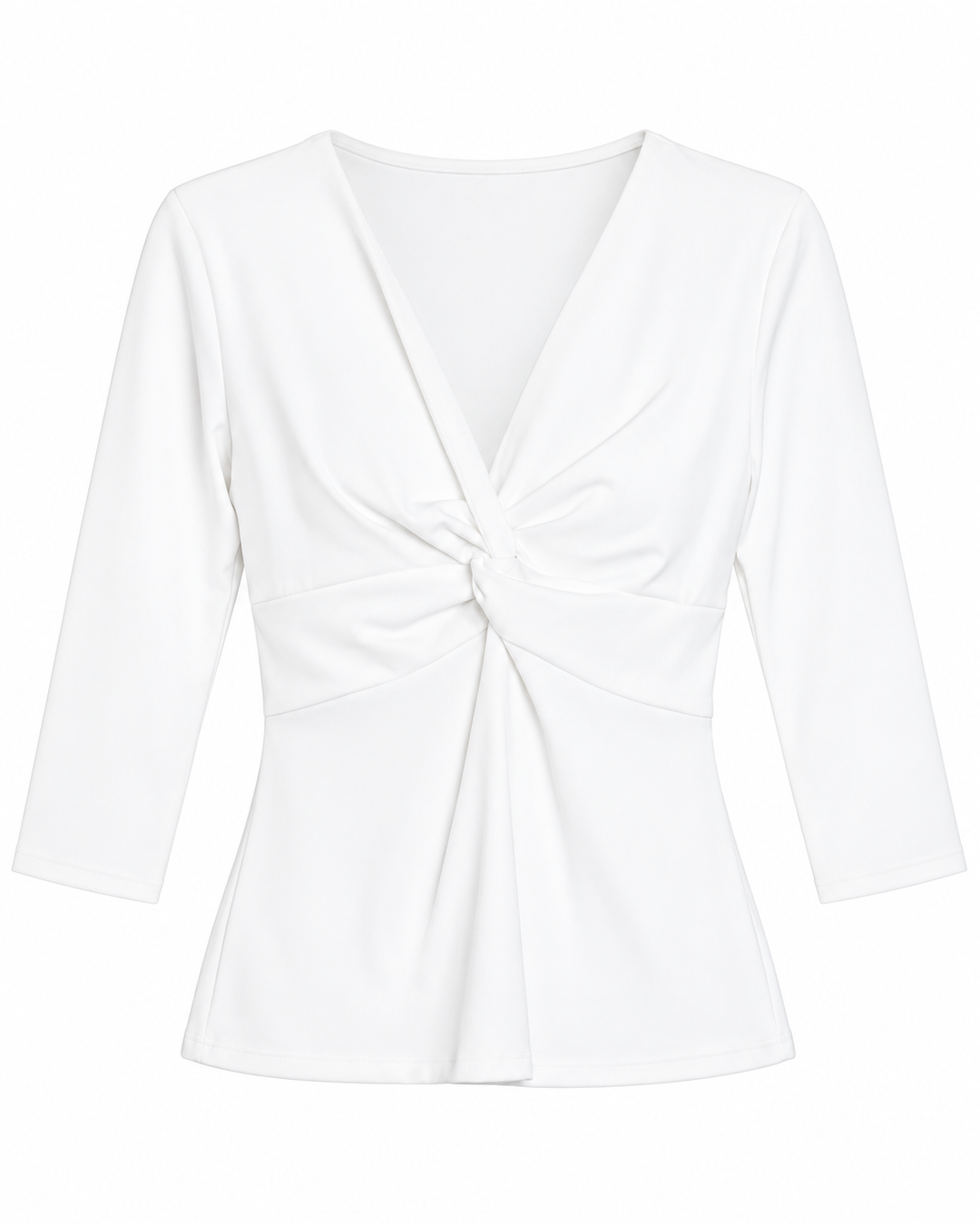 Ariza 50154, blusa Cali cruzada manga 3/4, Blanco, frente