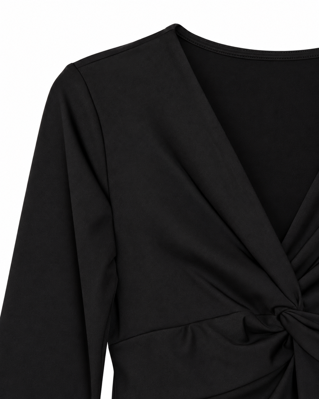 Ariza 50154, blusa Cali cruzada manga 3/4, Negro, detalle