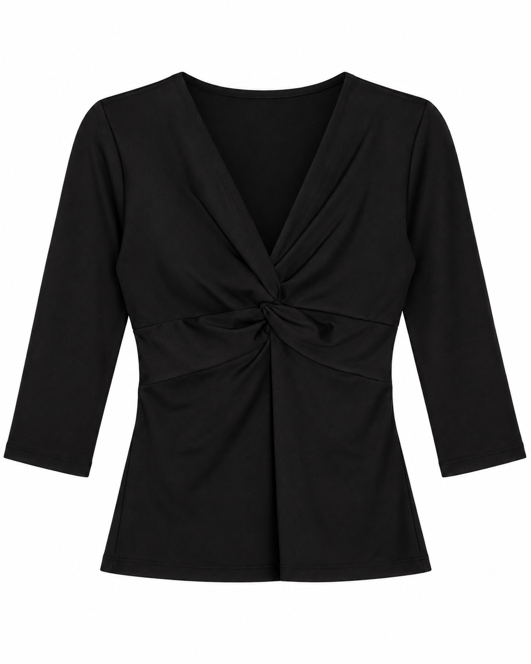 Ariza 50154, blusa Cali cruzada manga 3/4, Negro, frente