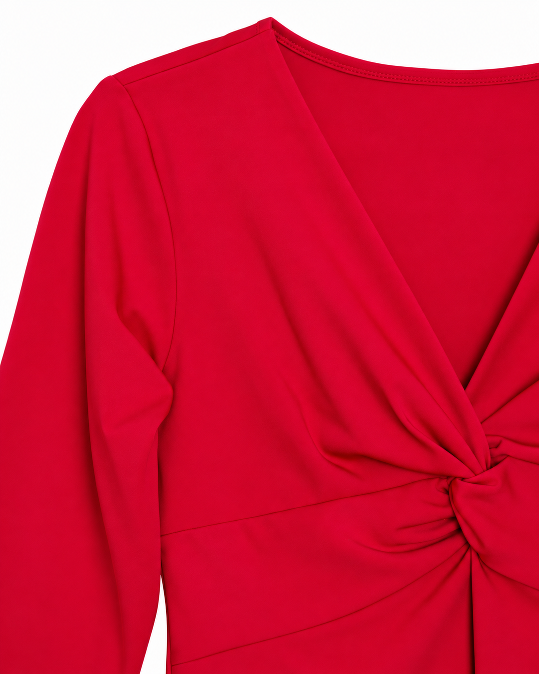 Ariza 50154, blusa Cali cruzada manga 3/4, Rojo, detalle