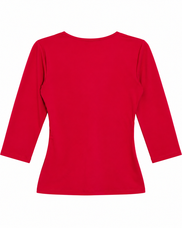 Ariza 50154, blusa Cali cruzada manga 3/4, Rojo, espalda