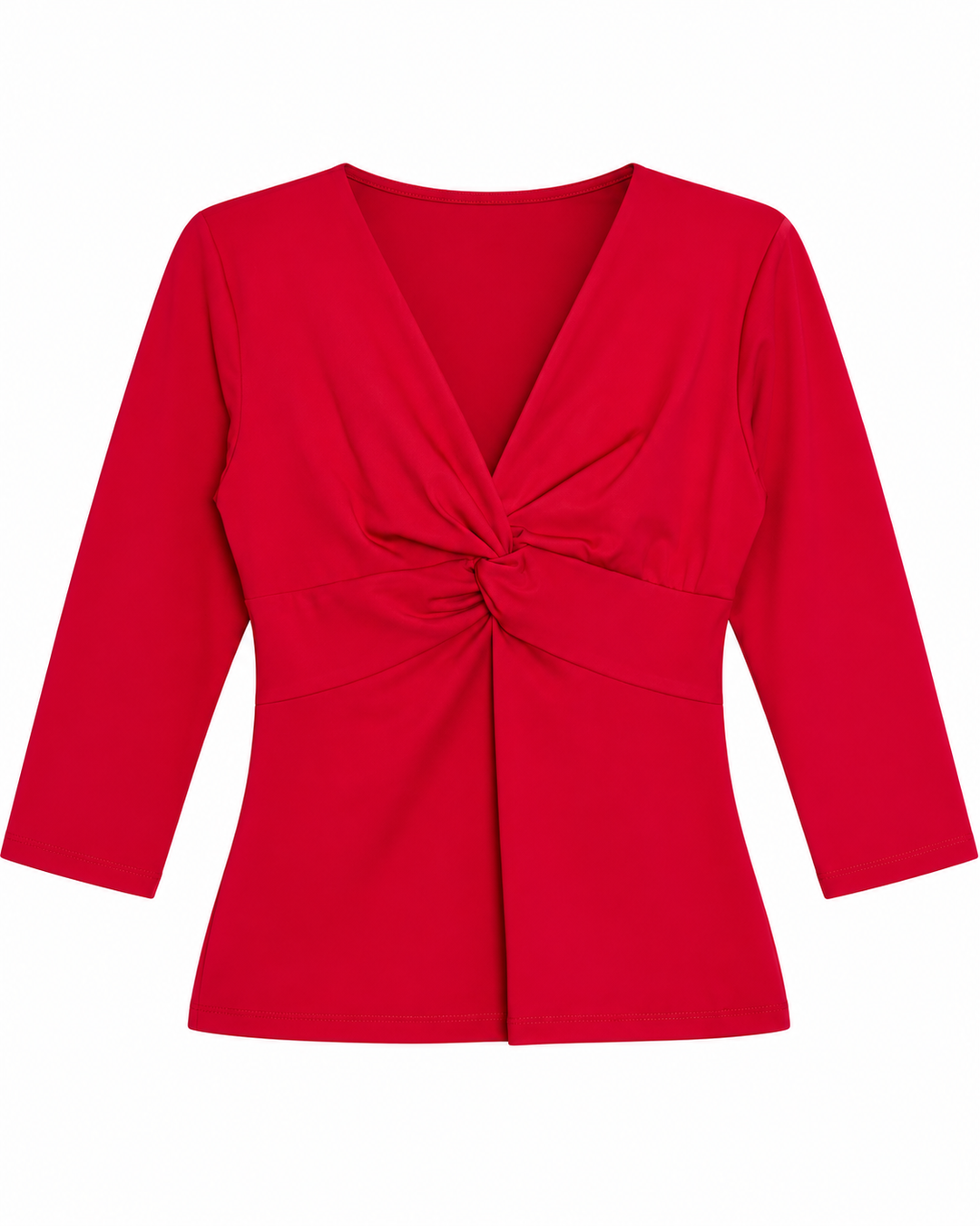 Ariza 50154, blusa Cali cruzada manga 3/4, Rojo, frente