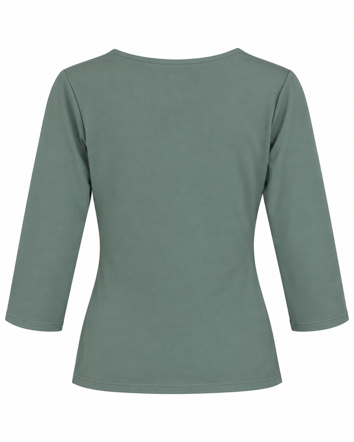 Ariza 50154, blusa Cali cruzada manga 3/4, Verde Menta, espalda