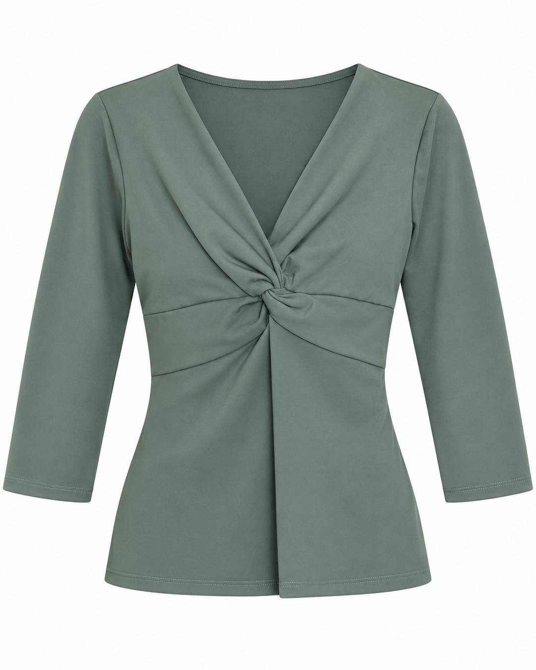 Ariza 50154, blusa Cali cruzada manga 3/4, Verde Menta, frente