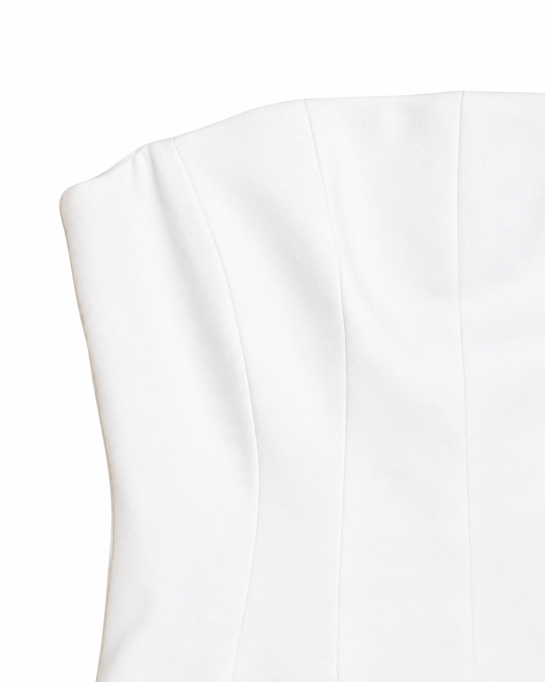 Ariza 50224, top strapless Princesa peplum, Blanco, detalle
