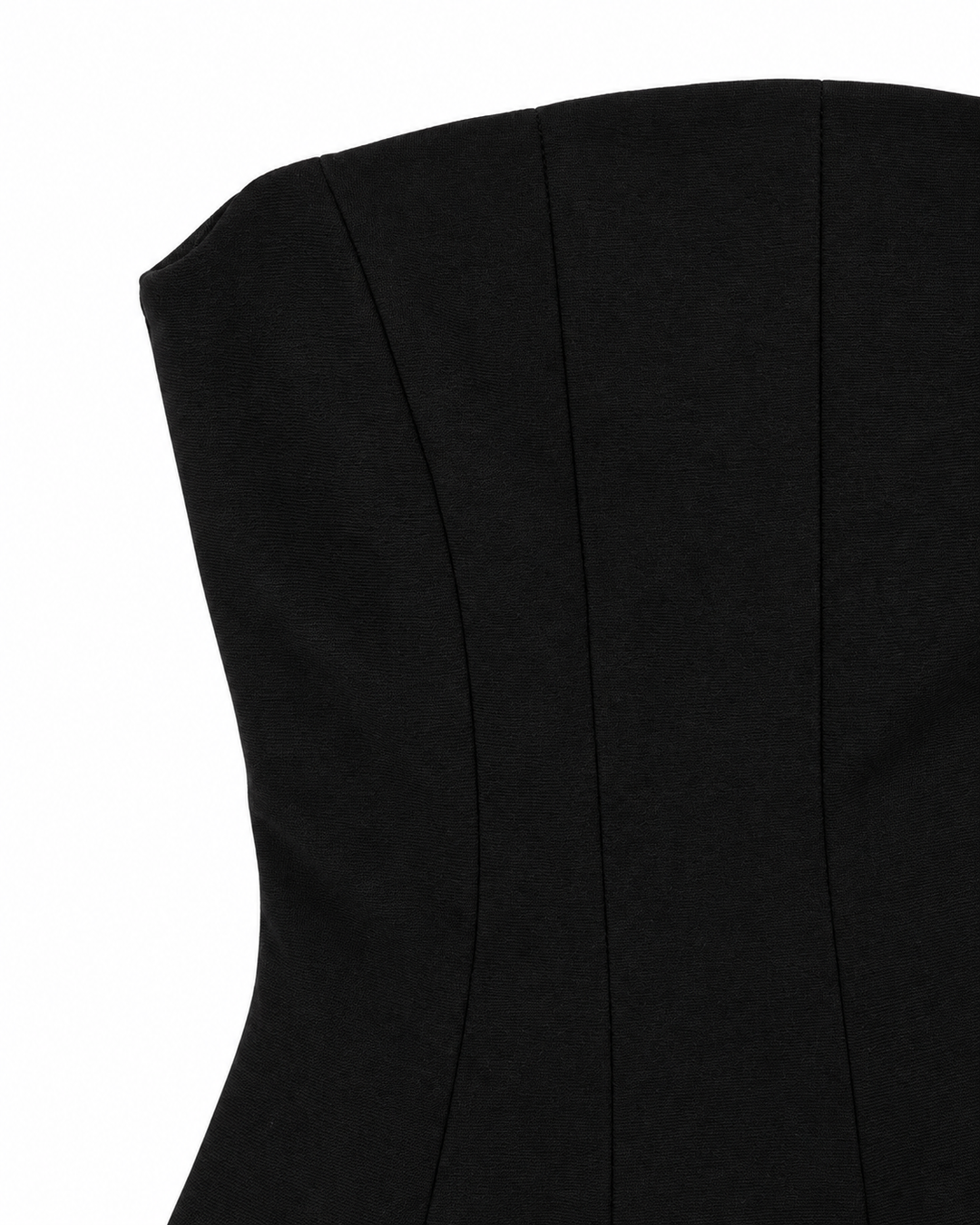 Ariza 50224, top strapless Princesa peplum, Negro, detalle