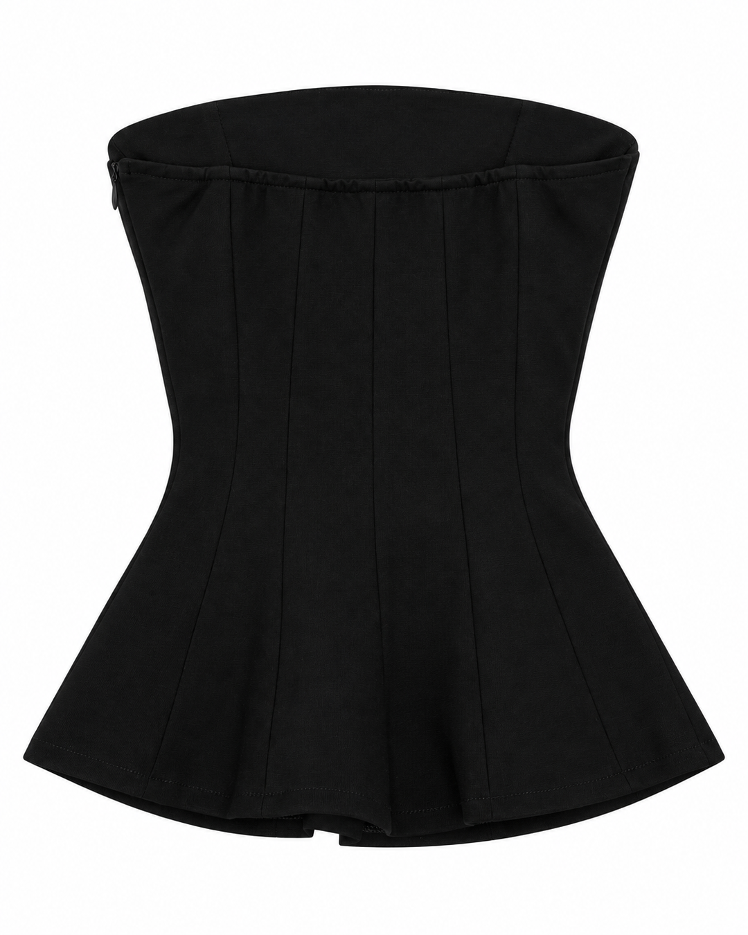 Ariza 50224, top strapless Princesa peplum, Negro, espalda