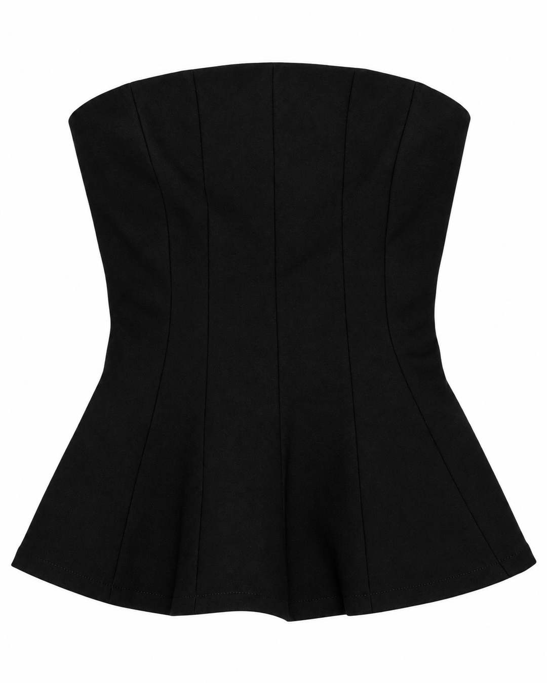 Ariza 50224, top strapless Princesa peplum, Negro, frente