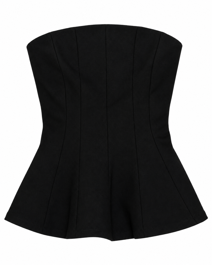 Ariza 50224, top strapless Princesa peplum, Negro, frente