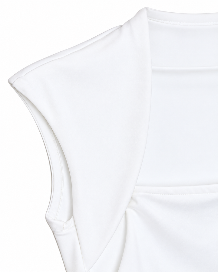 Ariza 50251, blusa Cali sin mangas escote cuadrado, Blanco, detalle