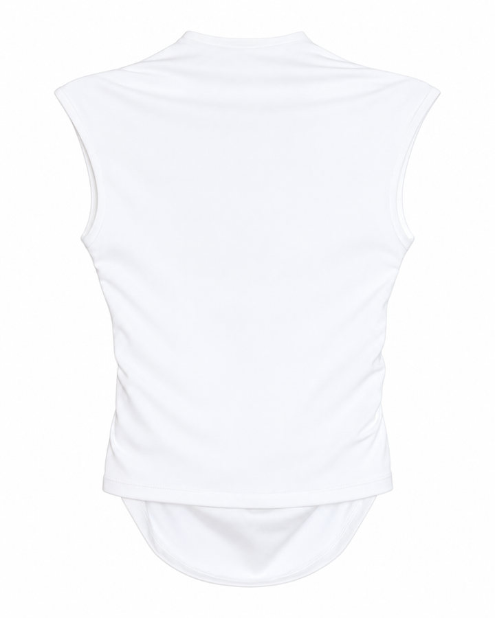 Ariza 50251, blusa Cali sin mangas escote cuadrado, Blanco, espalda