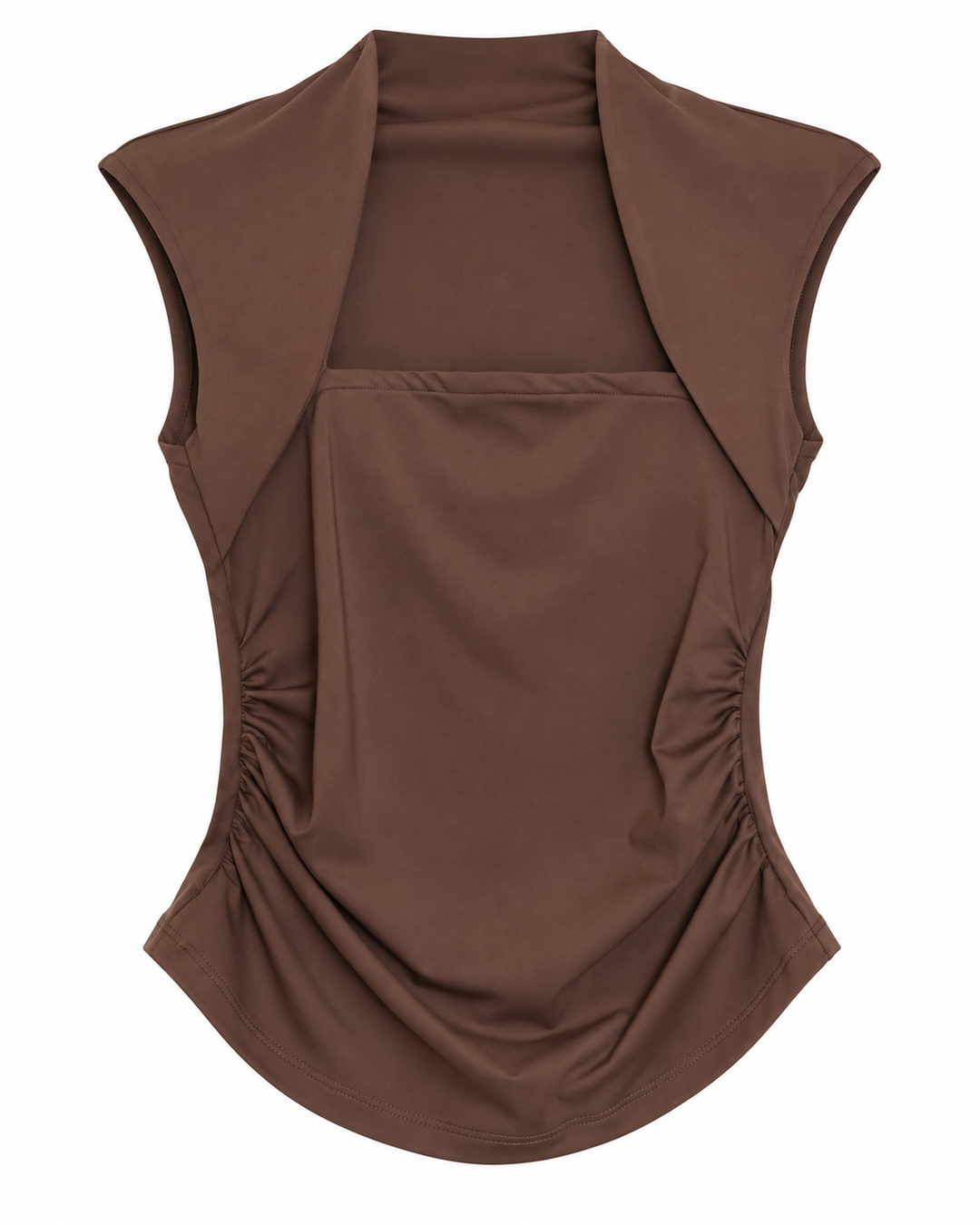 Ariza 50251, blusa Cali sin mangas escote cuadrado, Café, frente