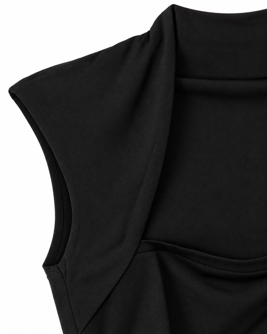 Ariza 50251, blusa Cali sin mangas escote cuadrado, Negro, detalle