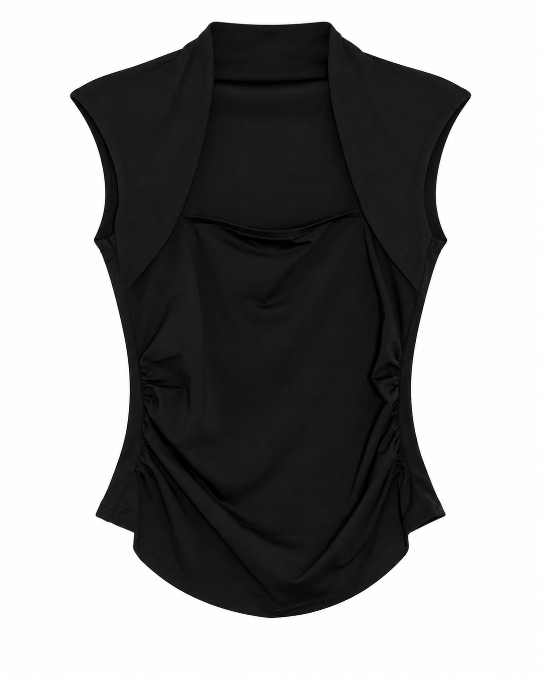 Ariza 50251, blusa Cali sin mangas escote cuadrado, Negro, frente