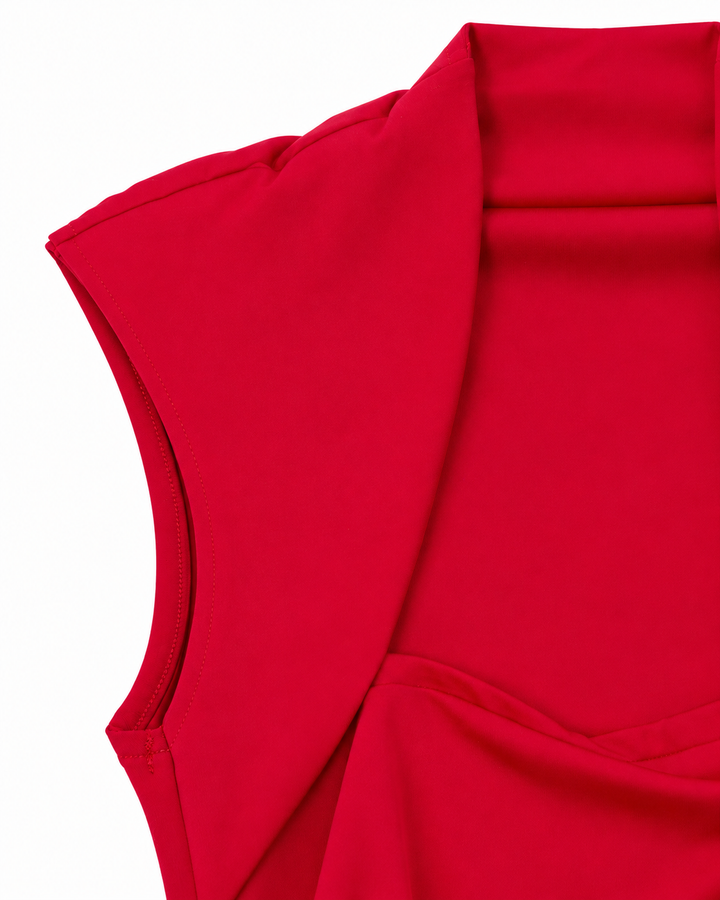 Ariza 50251, blusa Cali sin mangas escote cuadrado, Rojo, detalle