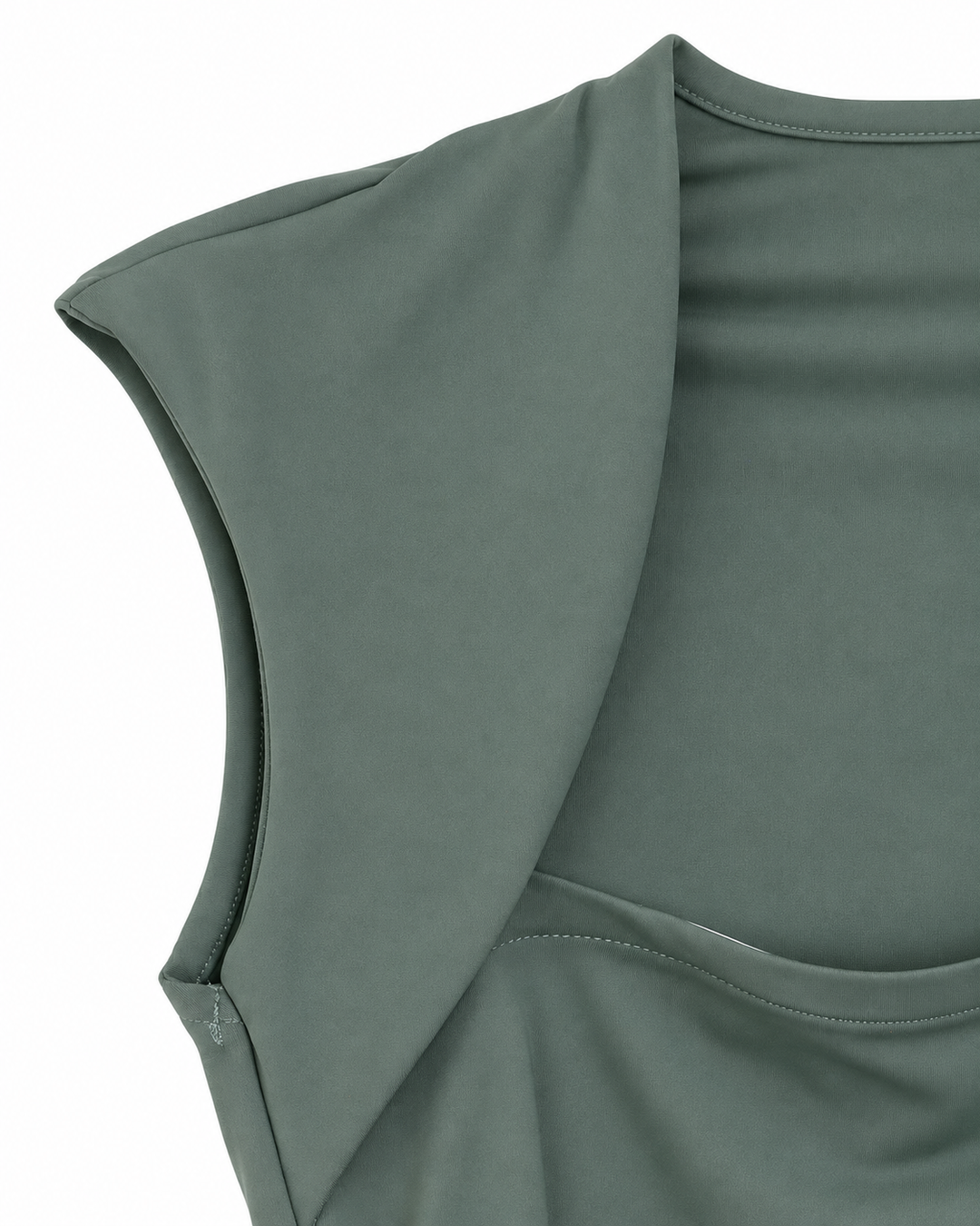 Ariza 50251, blusa Cali sin mangas escote cuadrado, Verde Menta, detalle
