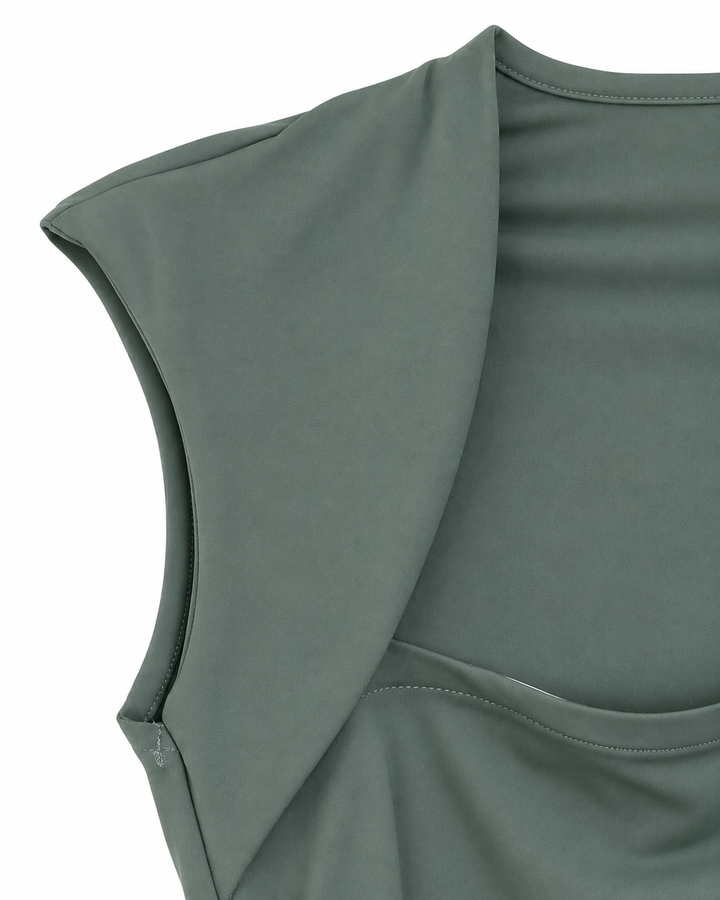 Ariza 50251, blusa Cali sin mangas escote cuadrado, Verde Menta, detalle
