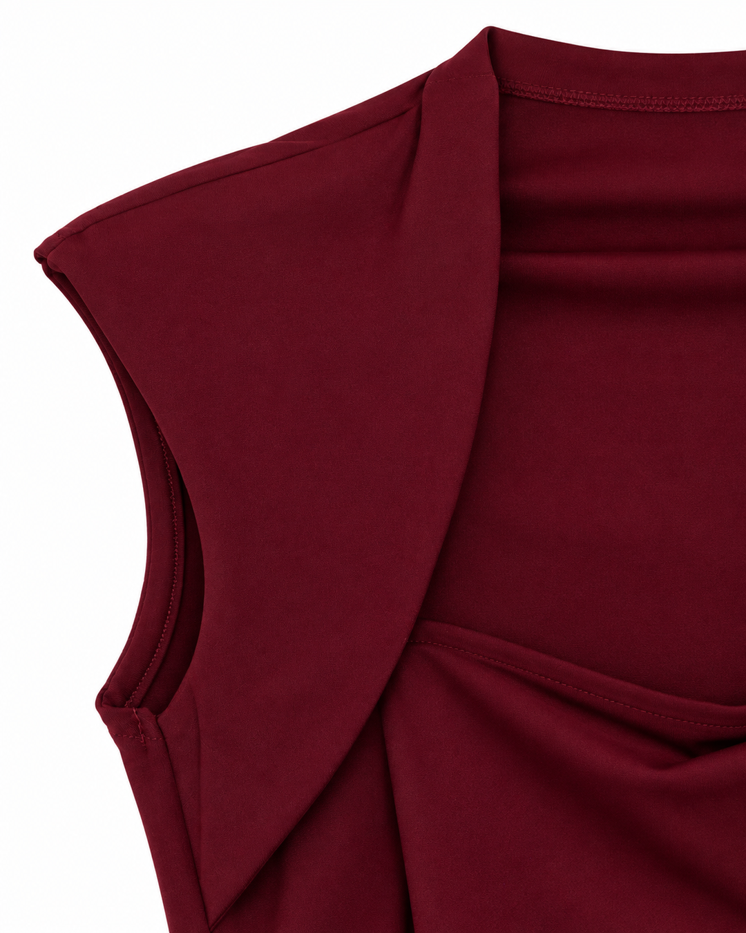 Ariza 50251, blusa Cali sin mangas escote cuadrado, Vino, detalle