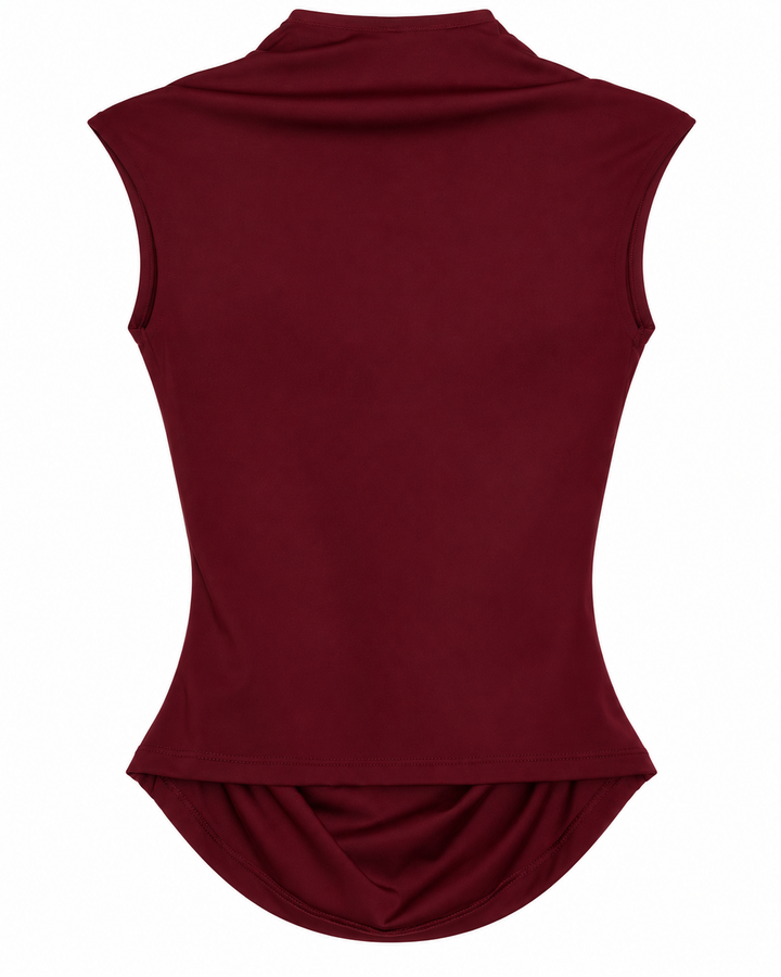 Ariza 50251, blusa Cali sin mangas escote cuadrado, Vino, espalda