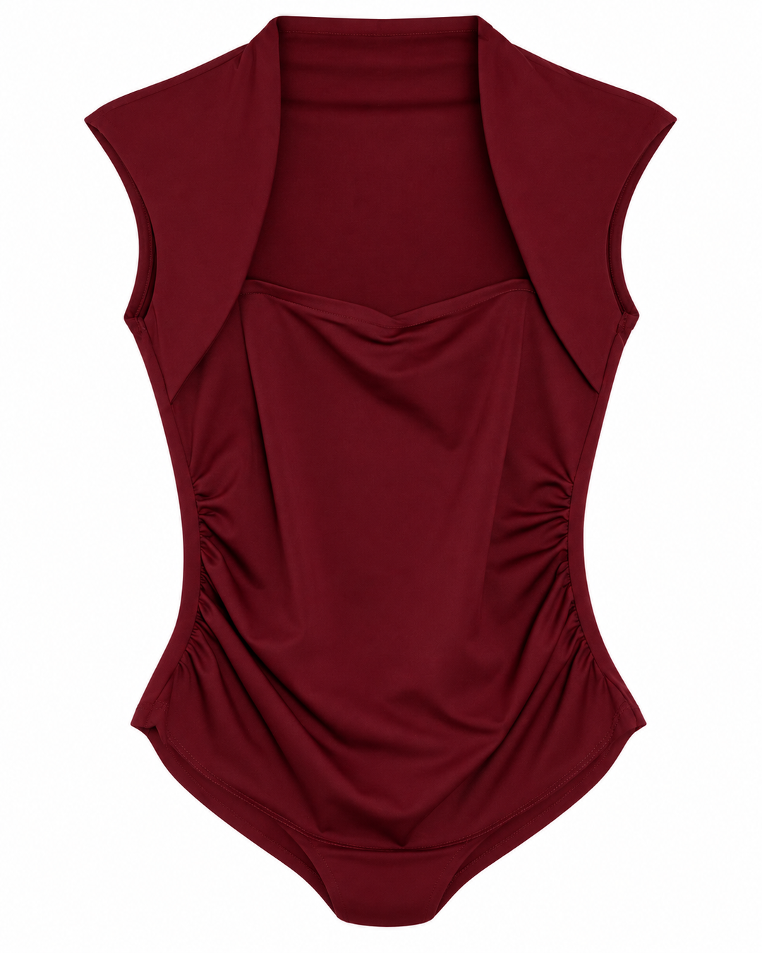 Ariza 50251, blusa Cali sin mangas escote cuadrado, Vino, frente
