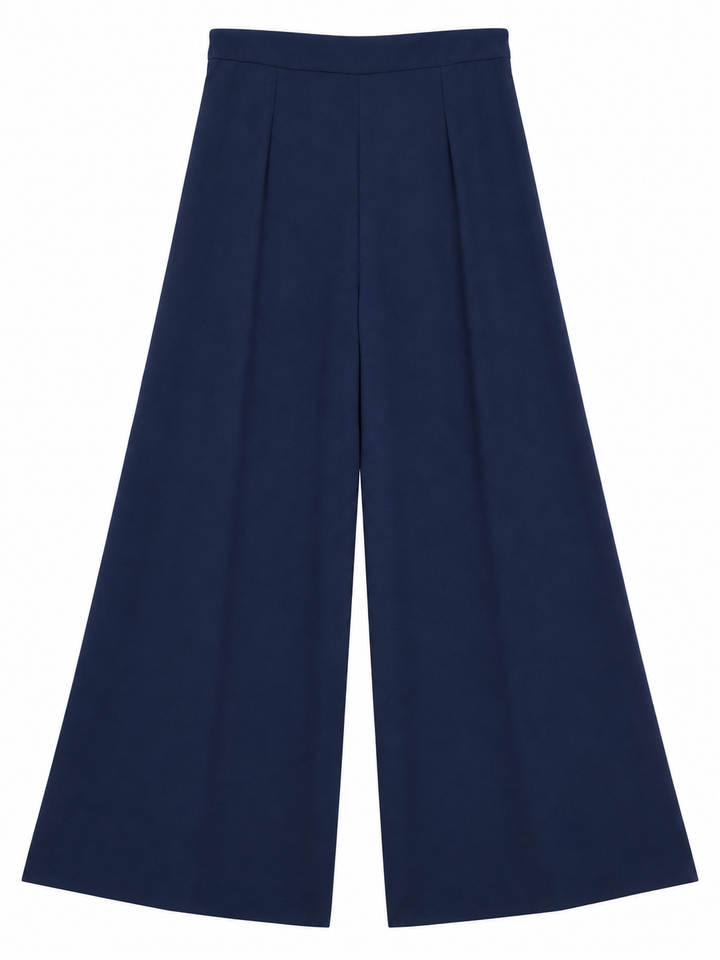 Pantalón Armani Liso Wide Leg Ariza 60277, Azul marino, espalda