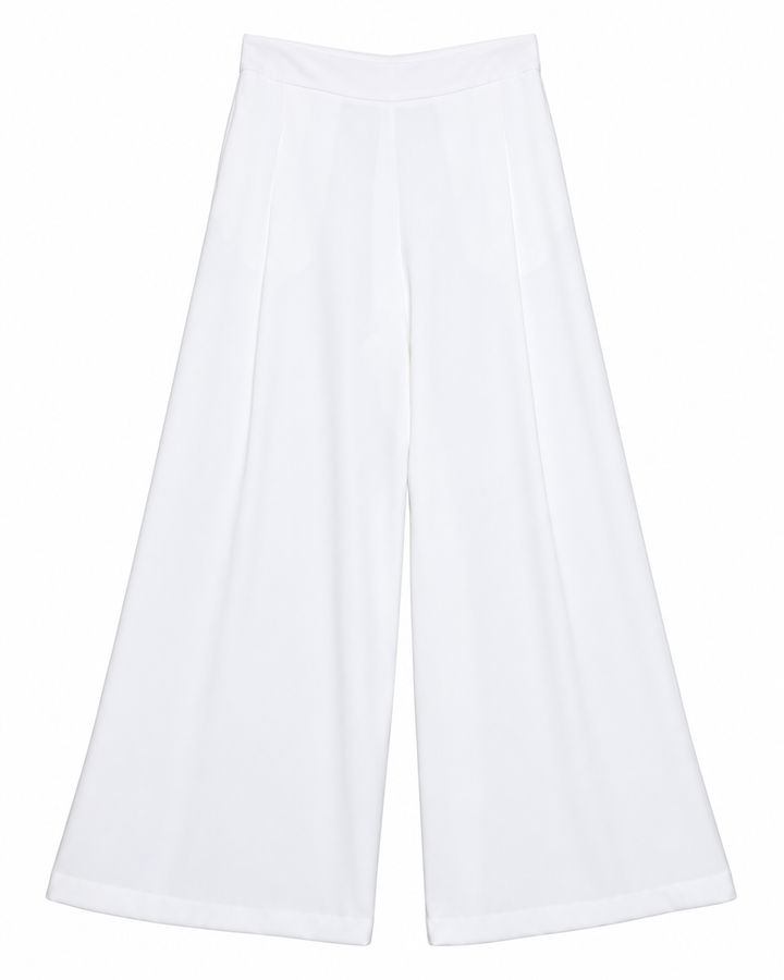 Pantalón Armani Liso Wide Leg Ariza 60277, Blanco, espalda