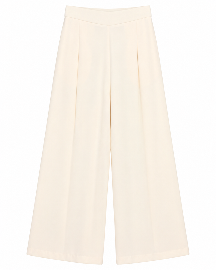 Pantalón Armani Liso Wide Leg Ariza 60277, Crema, frente