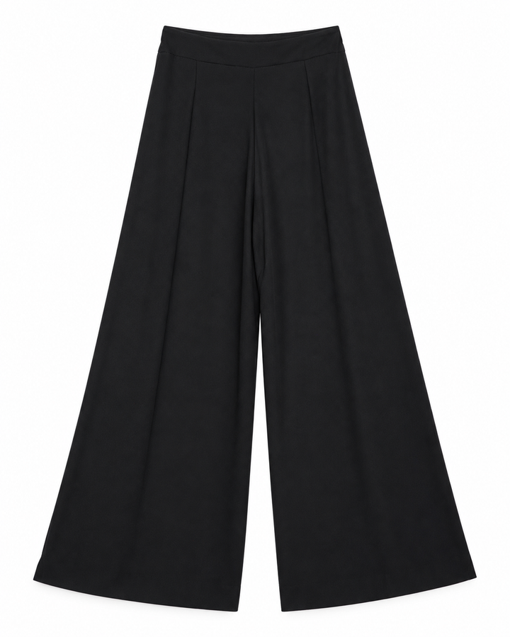 Pantalón Armani Liso Wide Leg Ariza 60277, Negro, frente