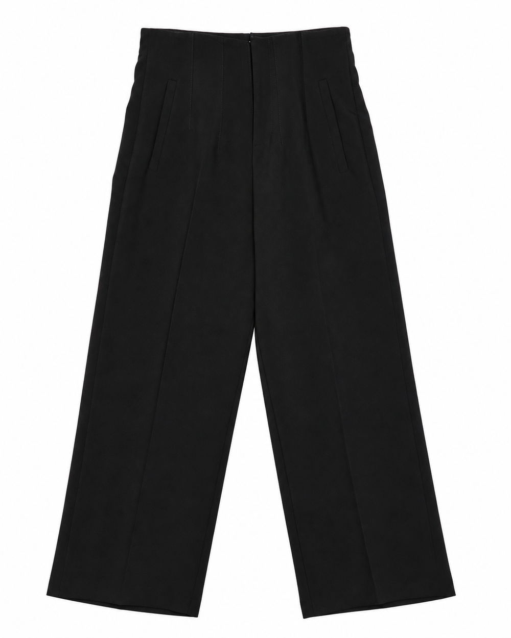 Capri Recto Pinzas Splendido Liso 60287, Negro, frente