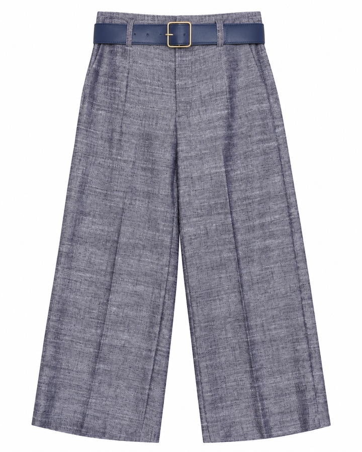 Capri Denim Lino con cinturón 60298, Gris jaspeado, frente