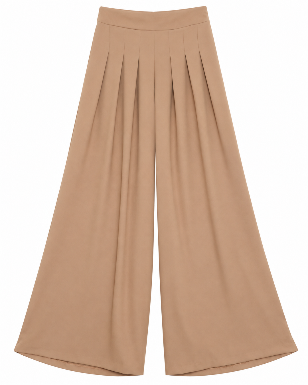 Ariza 60299, pantalón liso pierna ancha con seis pinzas, Beige, frente