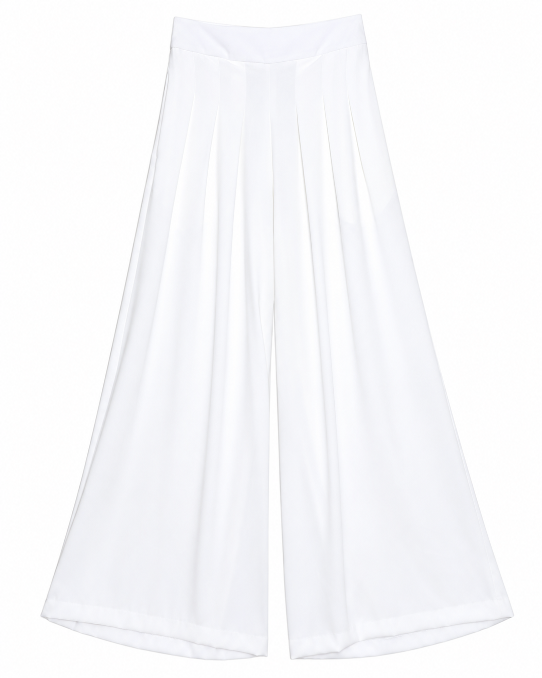 Ariza 60299, pantalón liso pierna ancha con seis pinzas, Blanco, frente