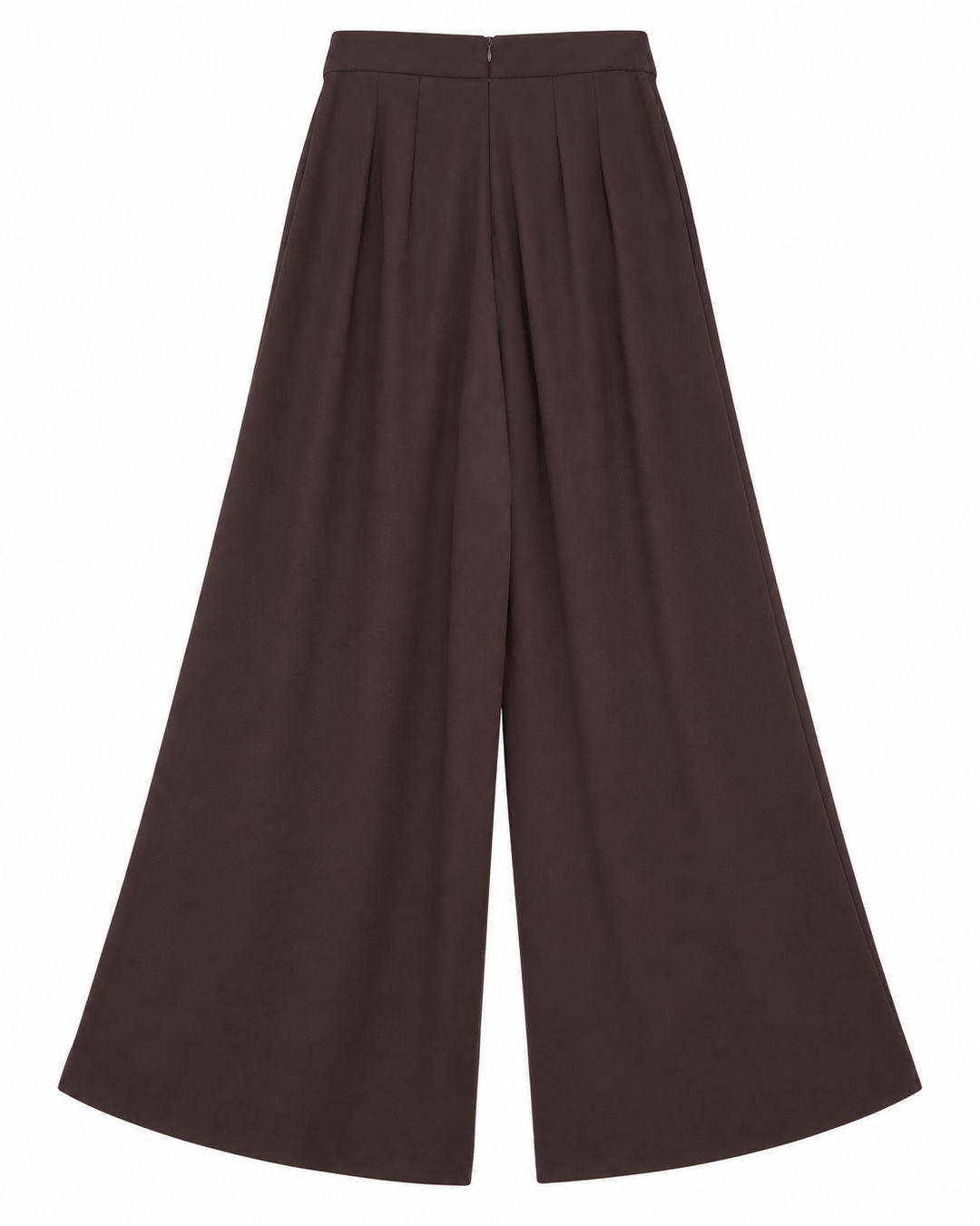 Ariza 60299, pantalón liso pierna ancha con seis pinzas, Café, espalda