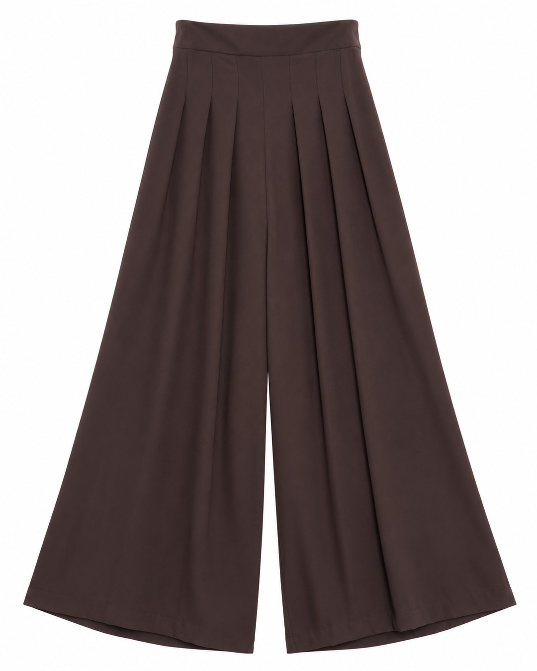 Ariza 60299, pantalón liso pierna ancha con seis pinzas, Café, frente