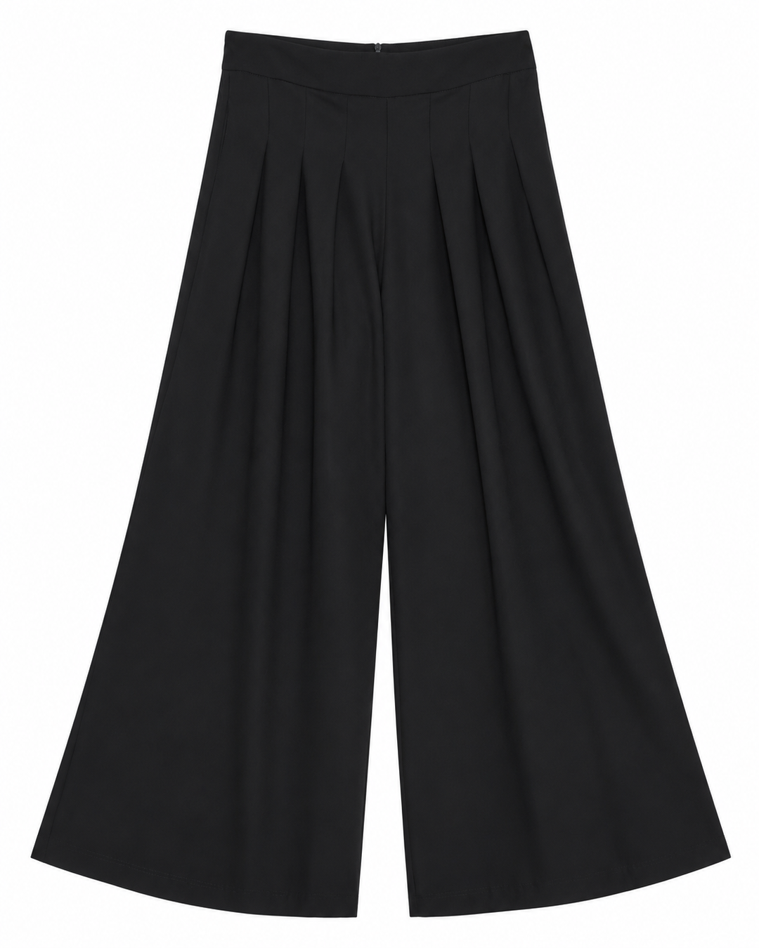 Ariza 60299, pantalón liso pierna ancha con seis pinzas, Negro, frente