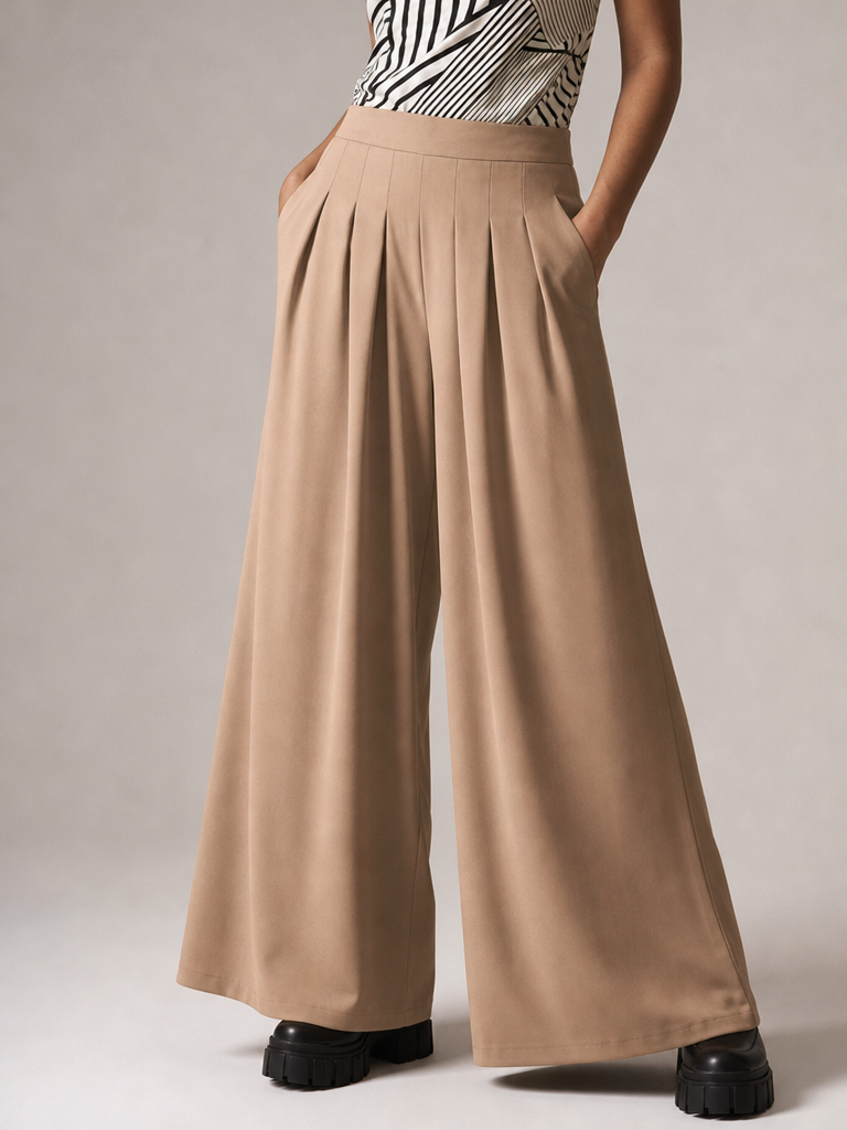 Pantalón Liso Pierna Ancha c/6 Pinzas