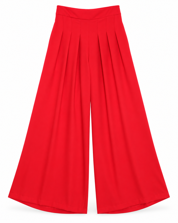 Ariza 60299, pantalón liso pierna ancha con seis pinzas, Rojo, frente